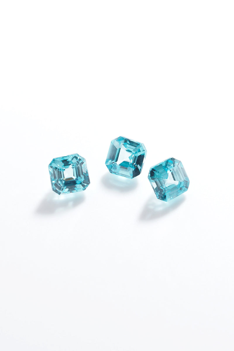 ブルージルコン・スクエアエメラルドカット・セレクション001｜MASHIRO