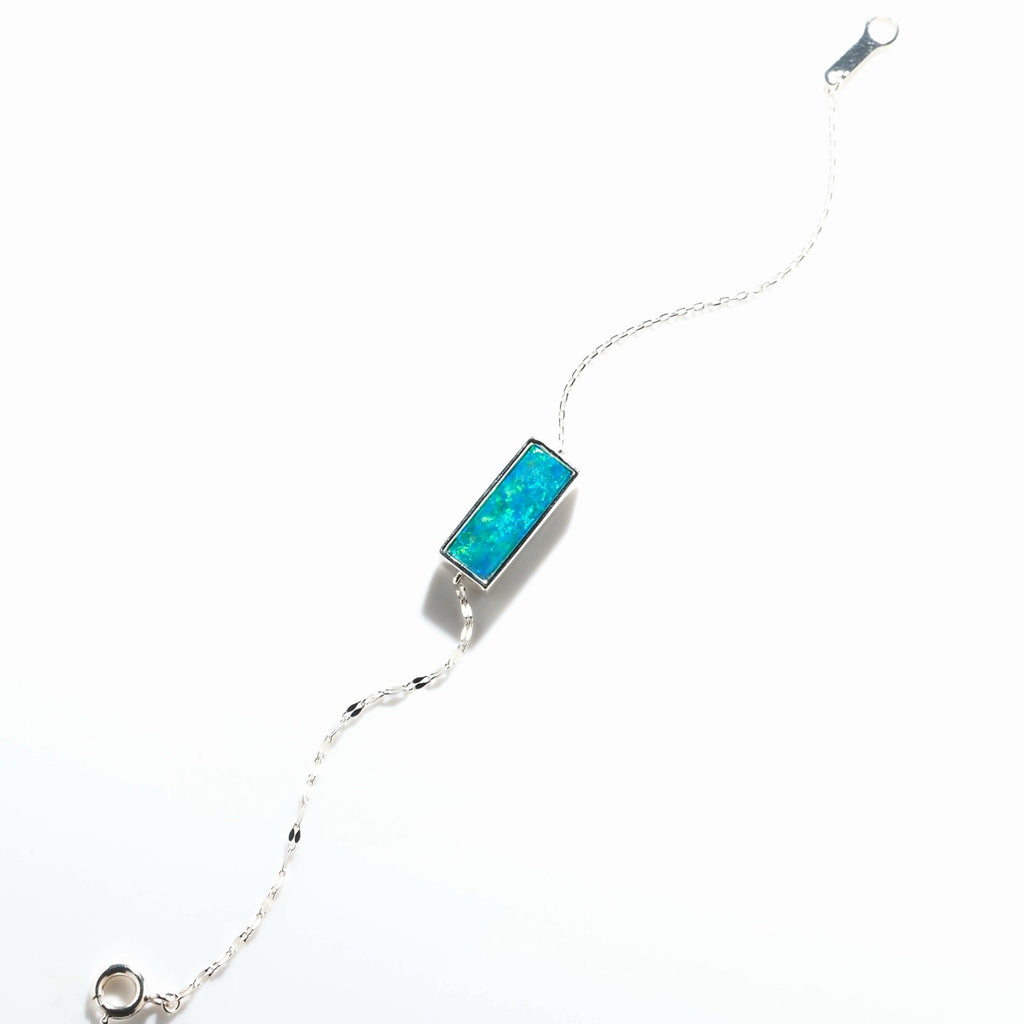 ボルダーオパール・覆輪留ブレスレット・バゲットカット・シルバー（MS-BR-23-0002）｜322