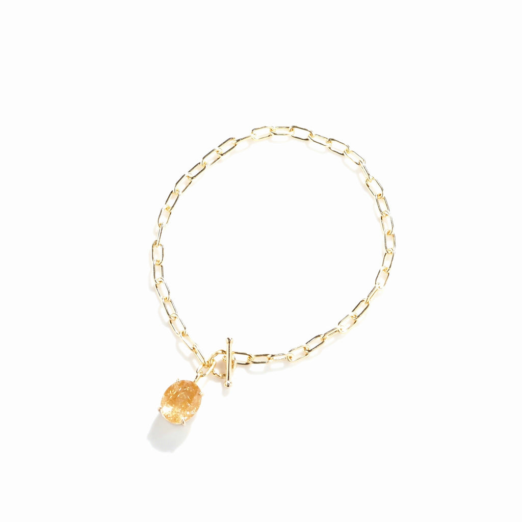 ゴールデンルチルクォーツ・マンテルブレスレット・オーバルカット・シャンパンゴールド（MS-BR-25-0005）｜495