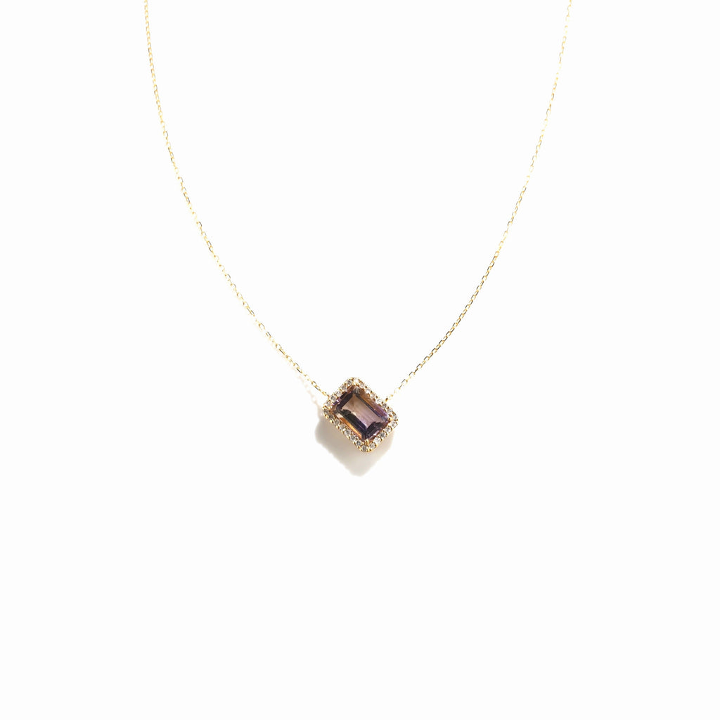 アメトリン・エンブレイスダイヤモンド取巻きネックレス・オクタゴンカット・イエローゴールド（MS-NE-24-0013）｜317