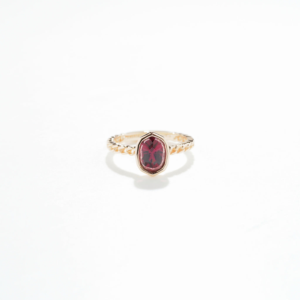 ロードライトガーネット・チェーンリング・オクタゴンカット・ピンクゴールド（MS-RI-23-0006）｜525