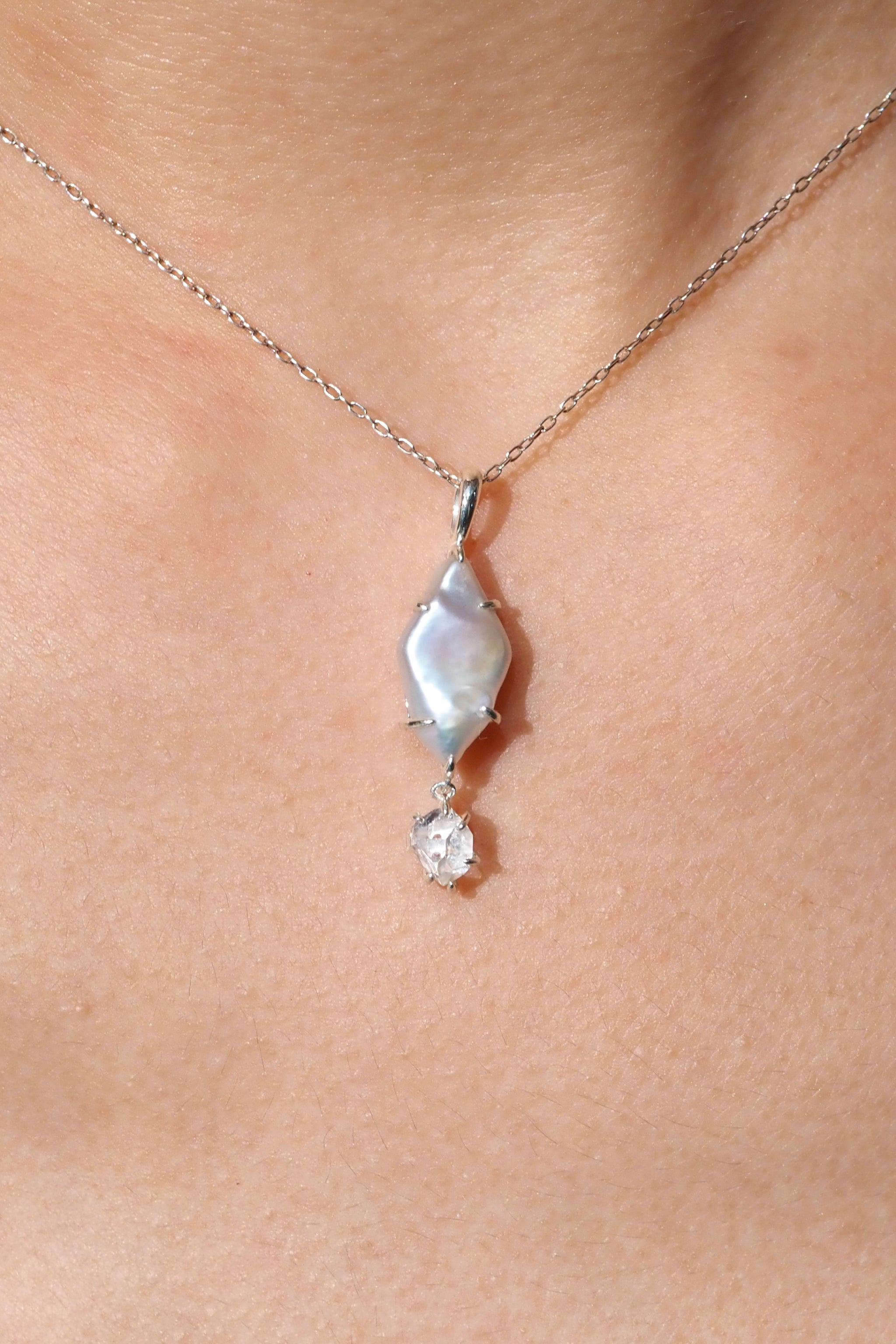 新作】バロックパール・ハーキマーダイヤモンド・吊り下げチャーム