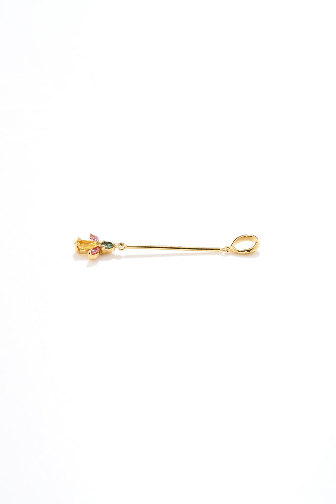 ジュエリースタジオMASHIROのアップサイクルカラーストーンジュエリー。スリランカ魔ルチカラーサファイアの線香花火デザインチャーム（ペンダントトップ）。イエローゴールド