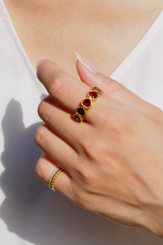 リング 馬 ひづめ ファイブストーン ガーネット イエローゴールドk18 1月の誕生石 | [silver KYASYA]ホースシューリング ゴールド ラージ 馬蹄