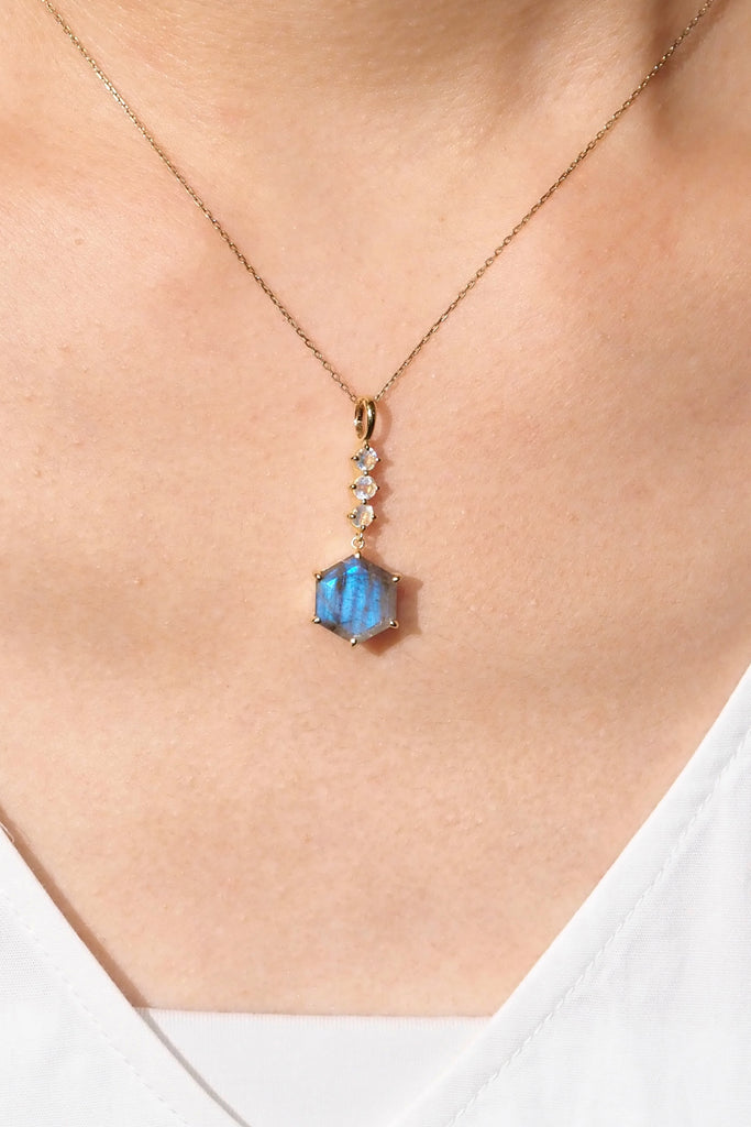 K18PG ラブラドライト チャーム アンデシンラブラドライト ペンダント