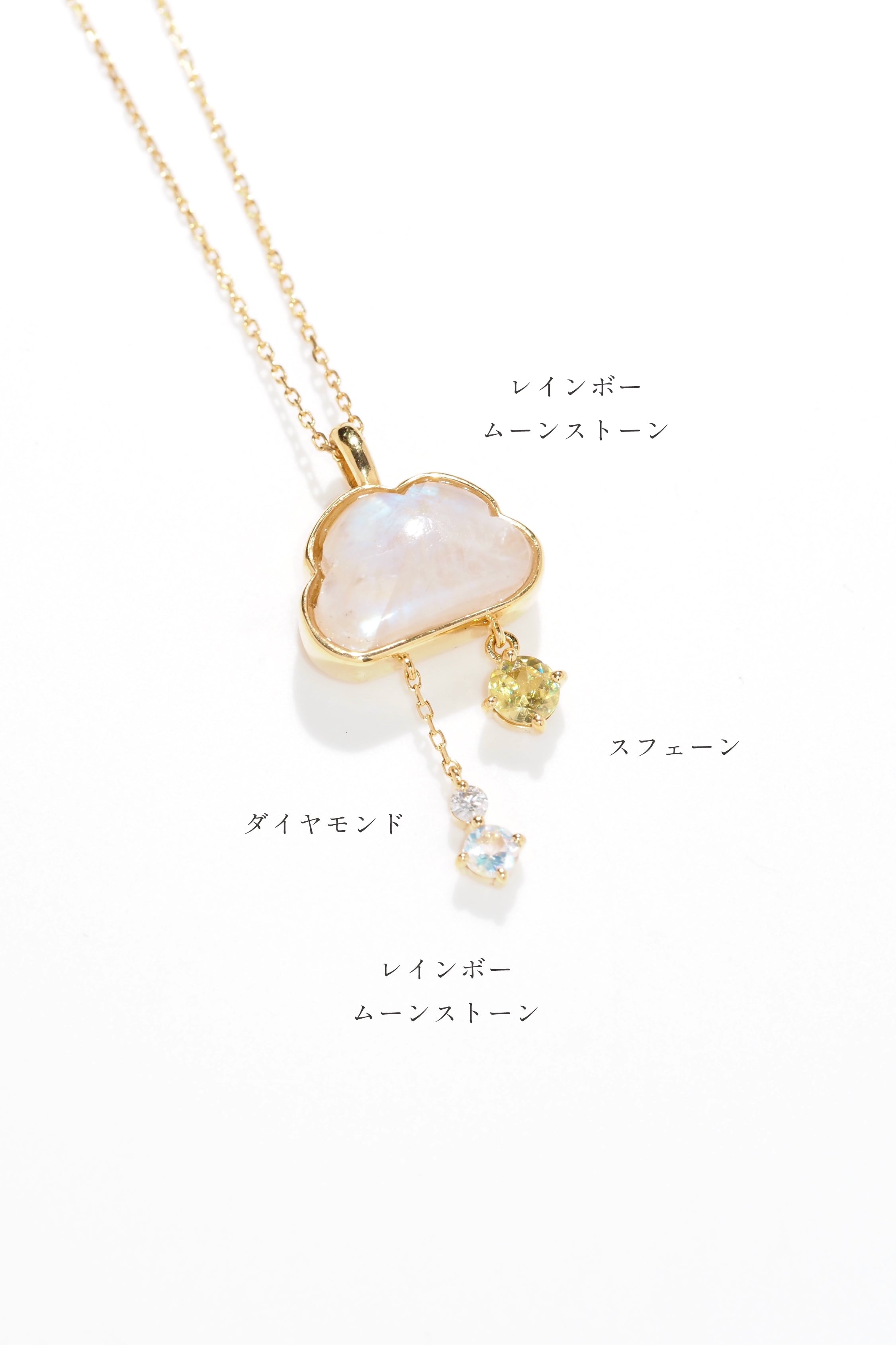 フォーチュンレインネックレス・レインボームーンストーン＆スフェーン