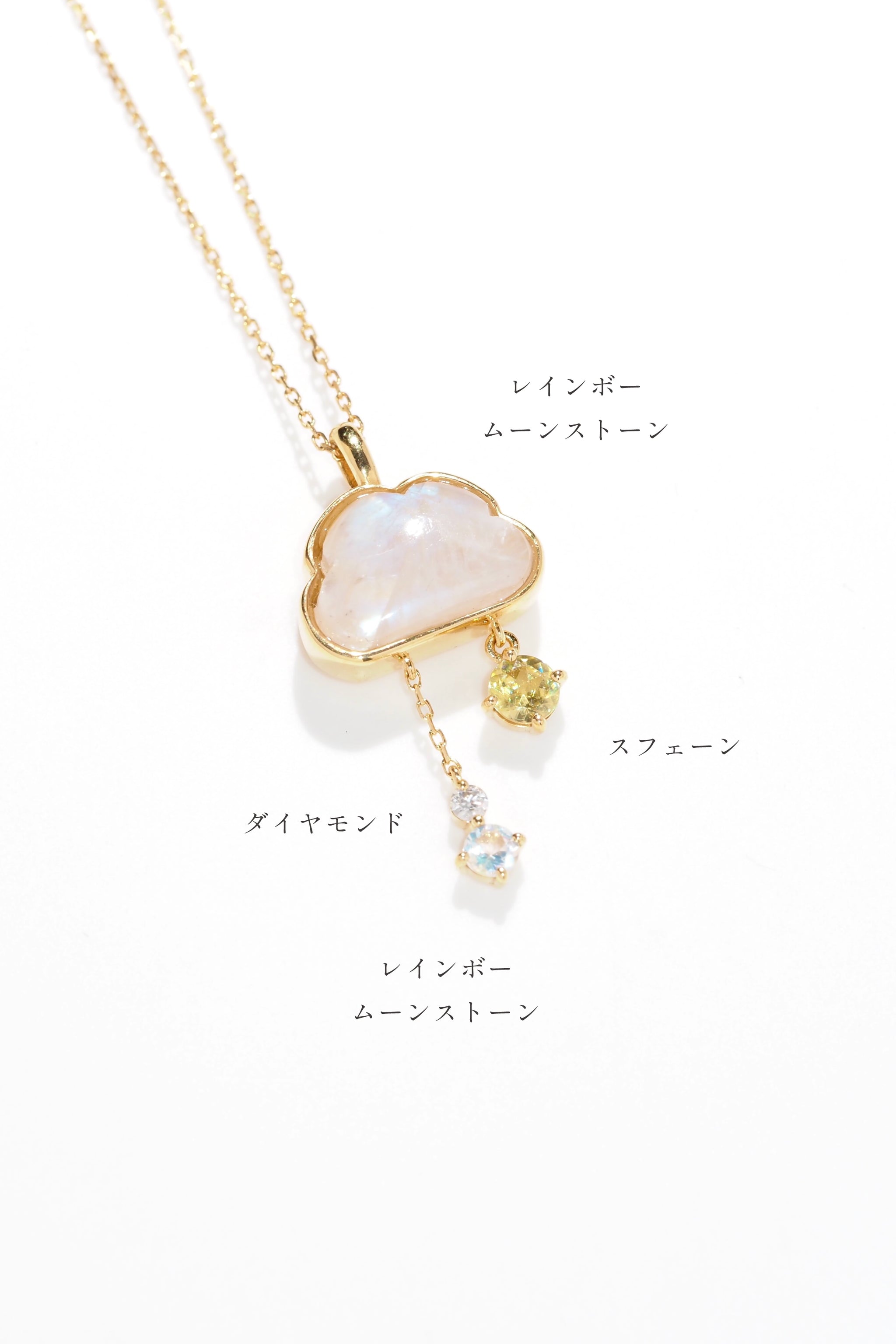 フォーチュンレインネックレス・レインボームーンストーン＆スフェーン