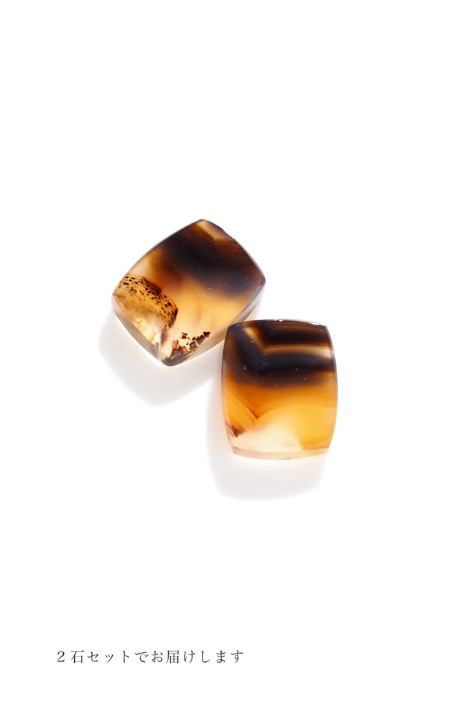 モンタナアゲート・レクタングルカット	①2.57ct・｜②2.69ct・10.5*8.5mm	アメリカ産