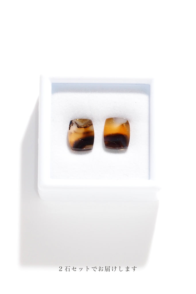 モンタナアゲート・レクタングルカット	①2.57ct・｜②2.69ct・10.5*8.5mm	アメリカ産