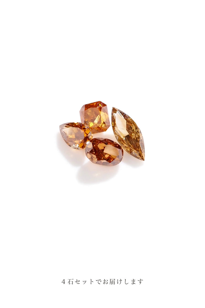 ①ダイヤモンド・マーキスカット・0.19ct・6.4*2.5mm・南アフリカ産②ダイヤモンド・オーバルカット・0.19ct・4*2.7mm・南アフリカ産③ダイヤモンド・ペアシェイプカット・0.13ct・4*2.7mm・南アフリカ産｜④ダイヤモンド・オクタゴンカット・0.20ct・3.2*2.9mm・南アフリカ産