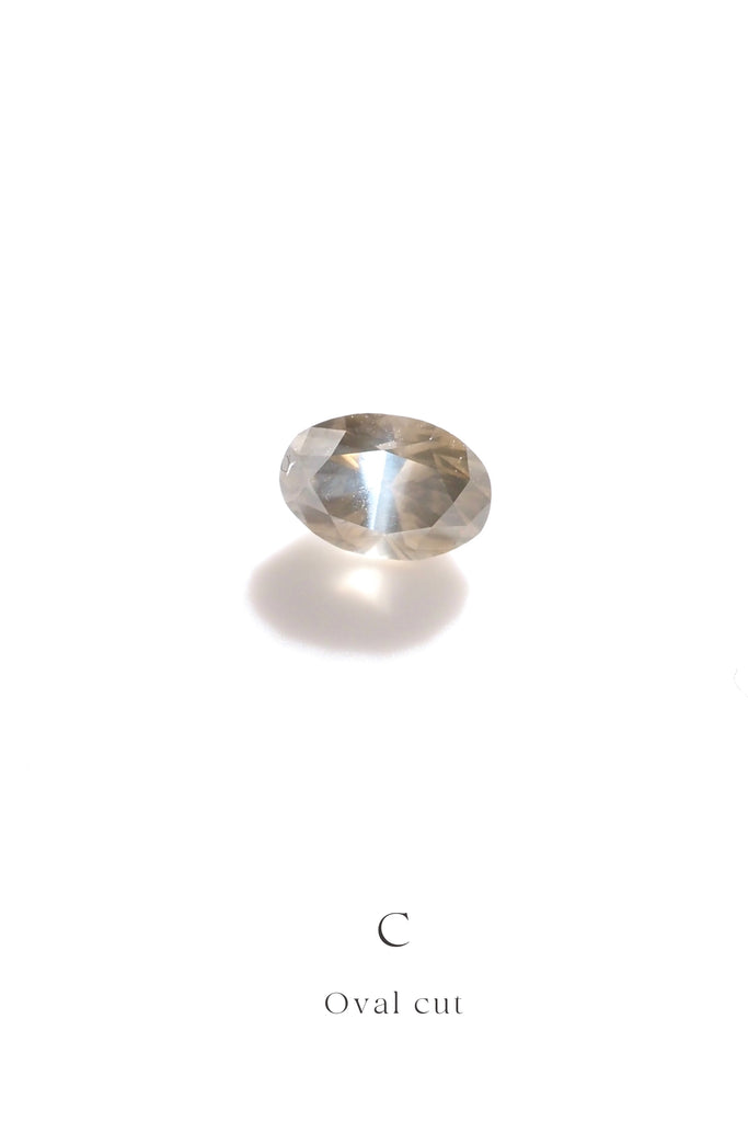 ジュエリースタジオMASHIROの宝石（ルース）販売。シラー効果を持つボツワナ産のアッシュカラー（ブラウン）ダイヤモンド。オーバルカット・ヘキサゴンカット・マーキスカットの宝石たち。
