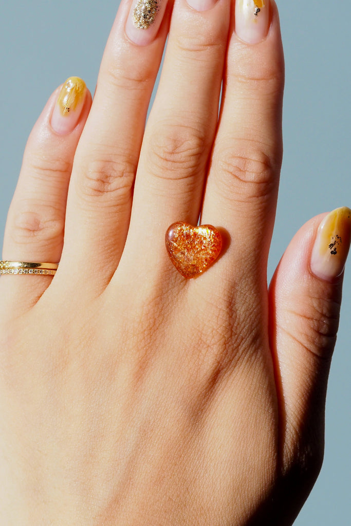 ジュエリースタジオMASHIROのルース（宝石）販売ページ。イリュージョンサンストーン・タンザニア産・ハートシェイプ・6カラット