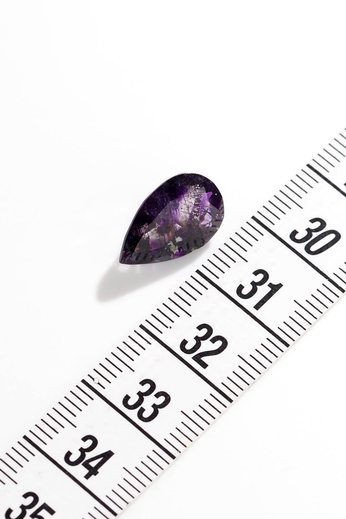 パイライトインアメジストエレスチャル・ペアシェイプカット・ナイジェリア産