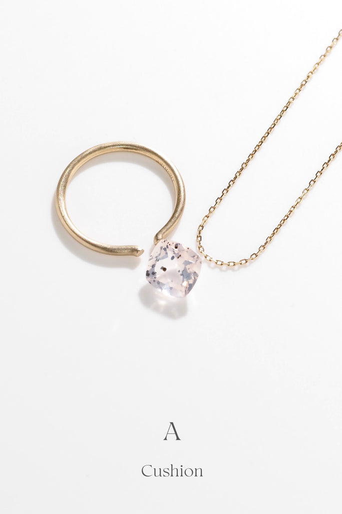 ドットインローズクォーツ・クッションカット・ブラジル産