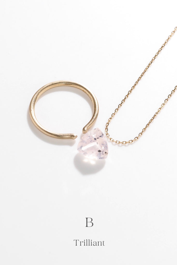 ドットインローズクォーツ・トリリアントカット・ブラジル産