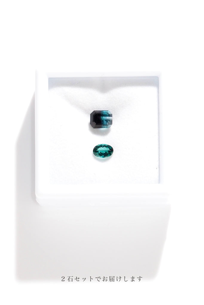 ①インディゴライトトルマリン・オーバル・0.414ct・5.9*4.1mm・コンゴ産②インクブルーバイカラートルマリン・オクタゴン・1.24c・6.5*5.3mm・アフガニスタン産