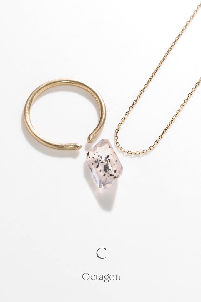 ドットインローズクォーツ・オクタゴンカット・ブラジル産