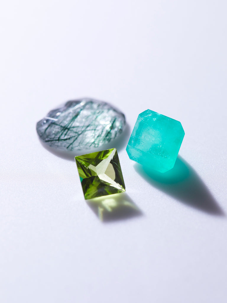 MASHIRO緑（GREEN）の宝石3石集合写真