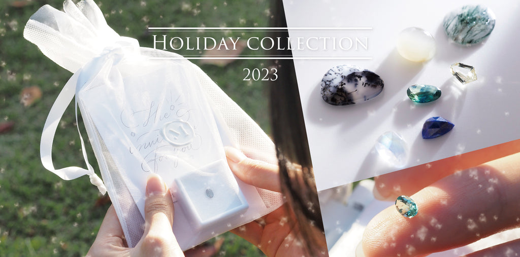 MASHIROギフトパッケージと宝石の写真を使ったHOLIDAY COLLECTIONのバナー