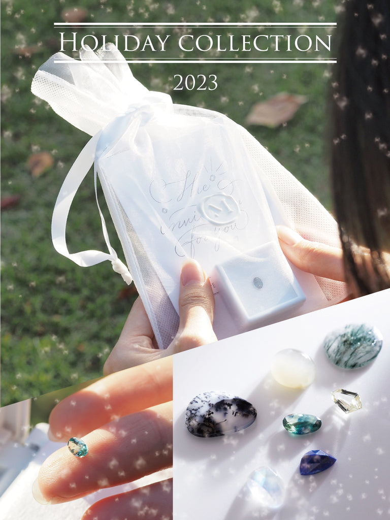 MASHIROギフトパッケージと宝石の写真を使ったHOLIDAY COLLECTIONのバナー