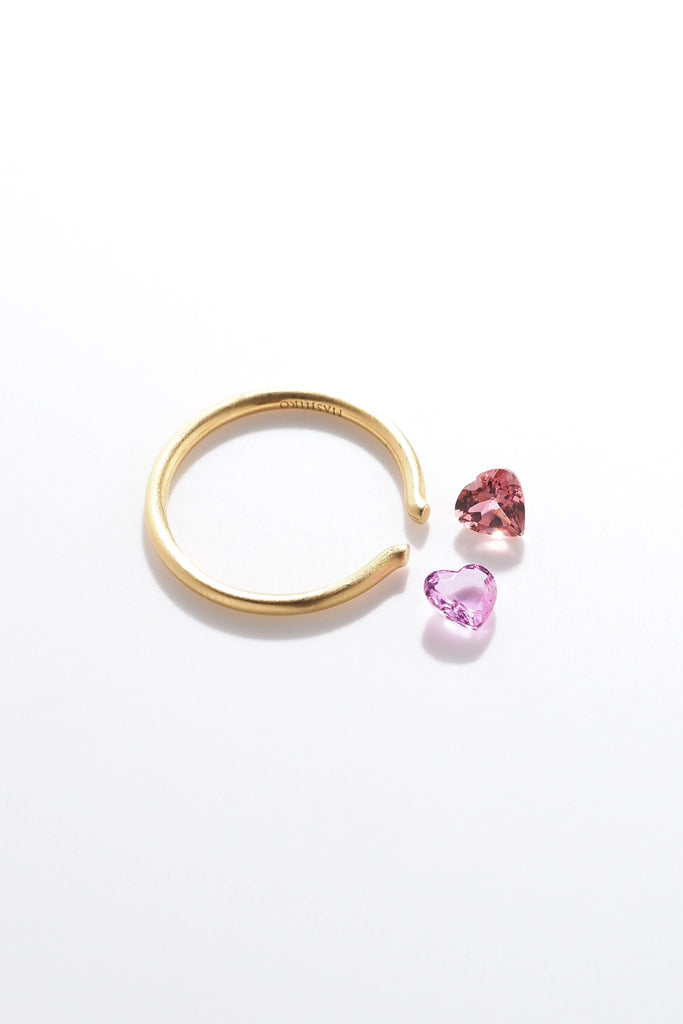 ツインハート（2石セット販売）ピンクサファイア＆ピンクトルマリンとリングの空枠の写真