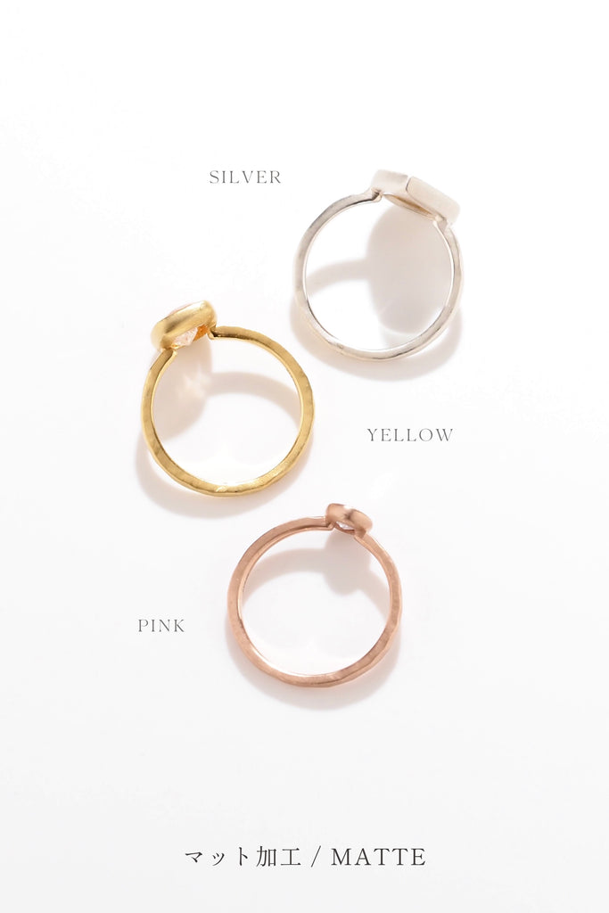 ジュエリースタジオMASHIRO、宝石からのオーダーメイドジュエリーデザイン＆リフォーム（リメイク）セミオーダーデザインより、槌目加工リング（指輪）。お持ち込みルースやジュエリー、宝石から世界に１つのカラーストーンジュエリーを仕立てます。