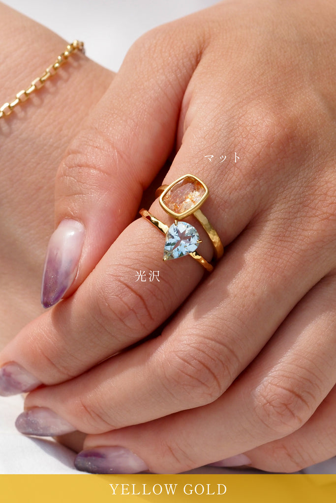 ジュエリースタジオMASHIRO、宝石からのオーダーメイドジュエリーデザイン＆リフォーム（リメイク）セミオーダーデザインより、槌目加工リング（指輪）。お持ち込みルースやジュエリー、宝石から世界に１つのカラーストーンジュエリーを仕立てます。