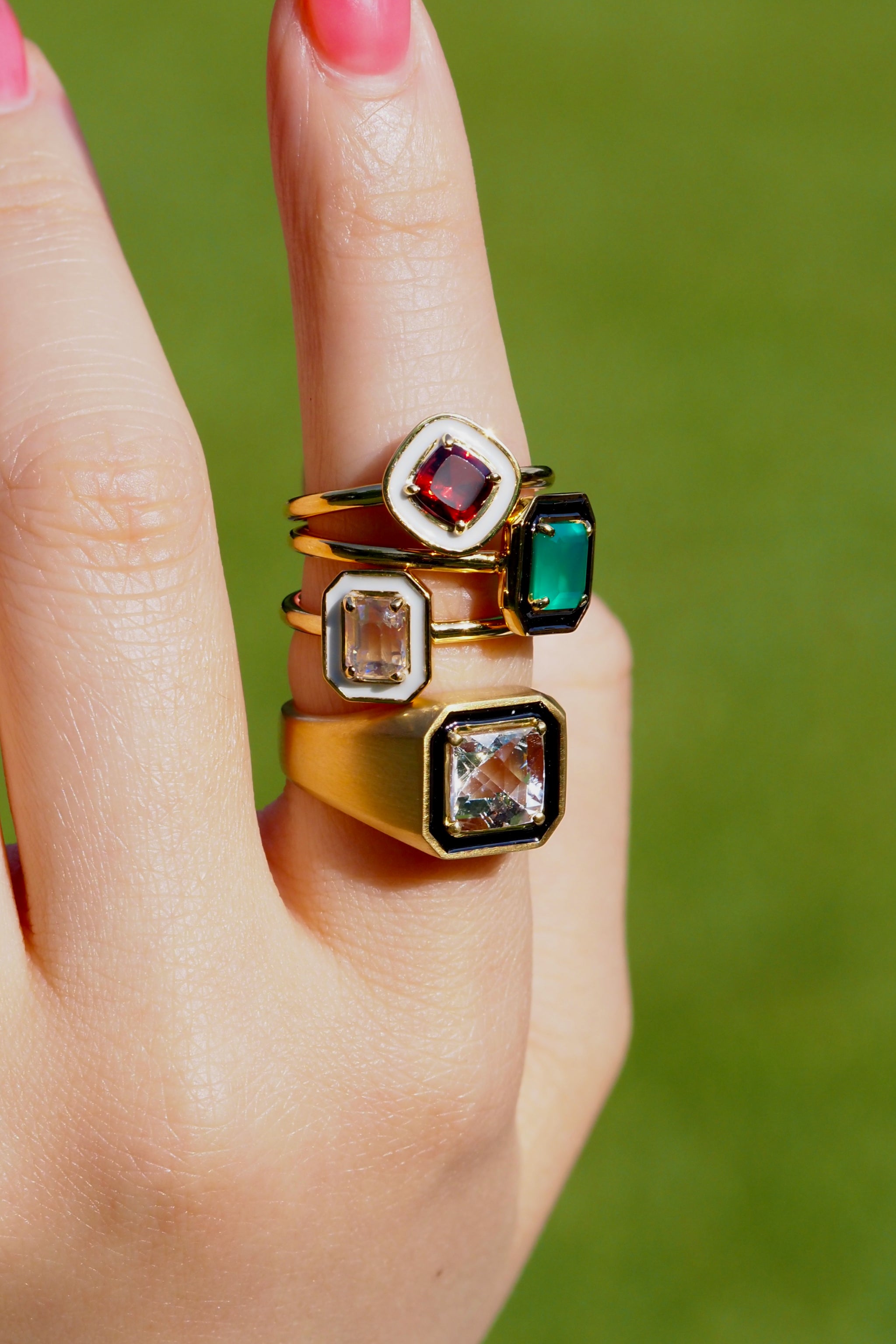 週末のみ lui jewelry ルイジュエリー smooth ring 11号 RI021 エナメル取巻きポットリング（セミオーダーお仕立て）｜リング