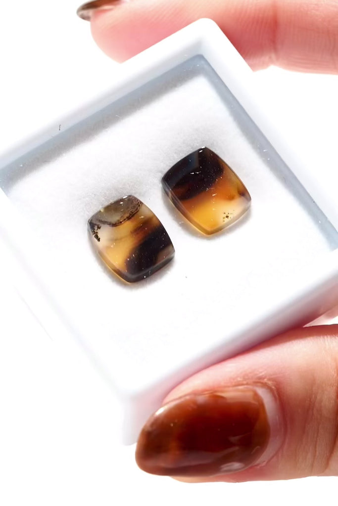 モンタナアゲート・レクタングルカット	①2.57ct・｜②2.69ct・10.5*8.5mm	アメリカ産