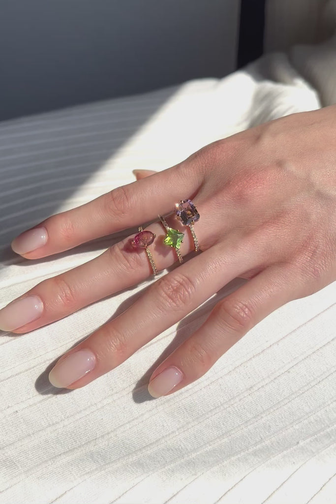 MASHIRO 爪留のハーフエタニティリング（指輪）の3つ着用動画
