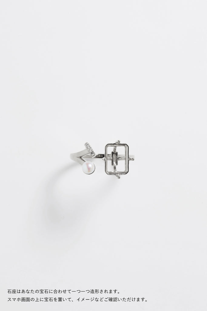 MASHIRO 覆輪留パール、ダイヤモンドのブーケデザインのリング（指輪）の空枠シルバーの写真