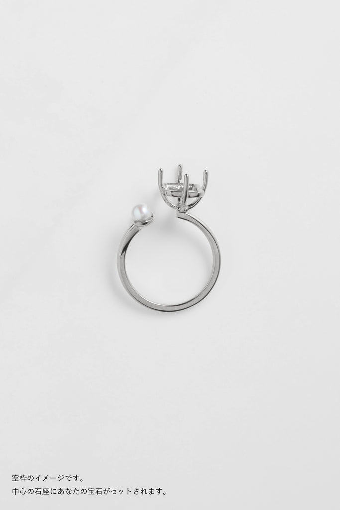 MASHIRO 覆輪留パール、ダイヤモンドのブーケデザインのリング（指輪）の空枠シルバーの写真