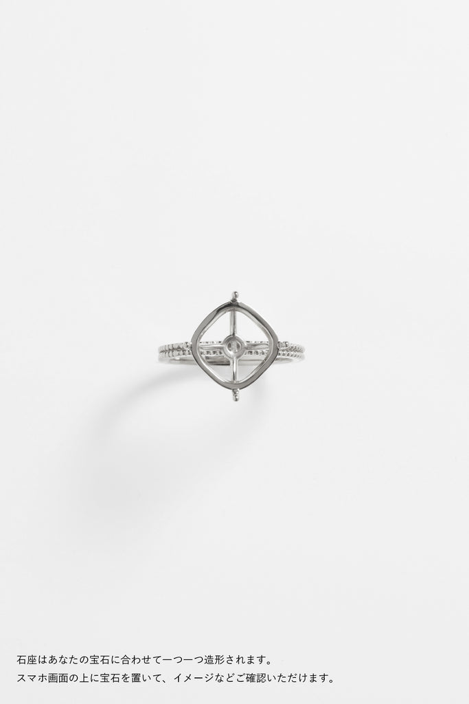 MASHIRO 爪留ミルグレインデザインのリング（指輪）の空枠シルバーの写真